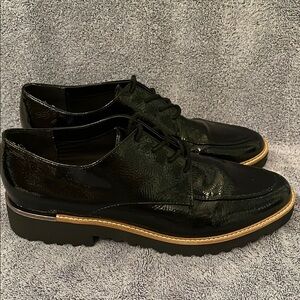 Franco Sarto Charles Patent Derby - Black Oxfords with Brogue Detailing